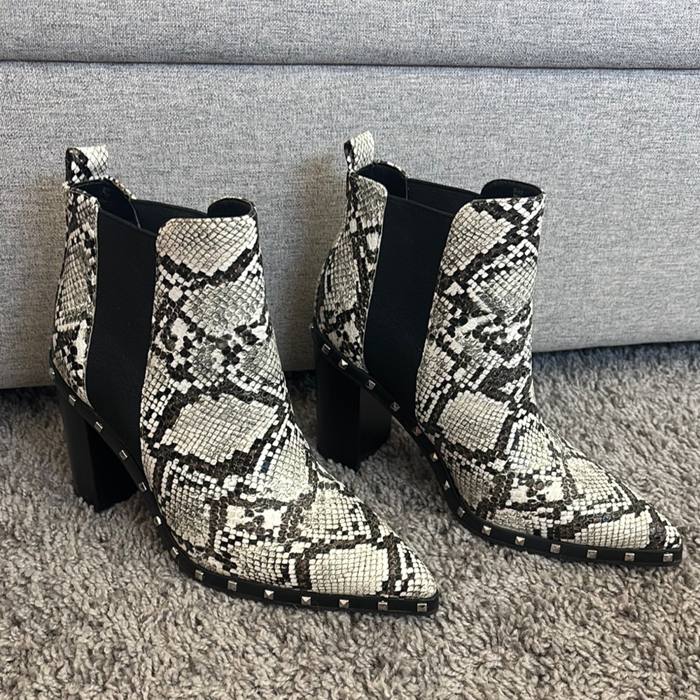 Snakeskin Print Ankle Boots